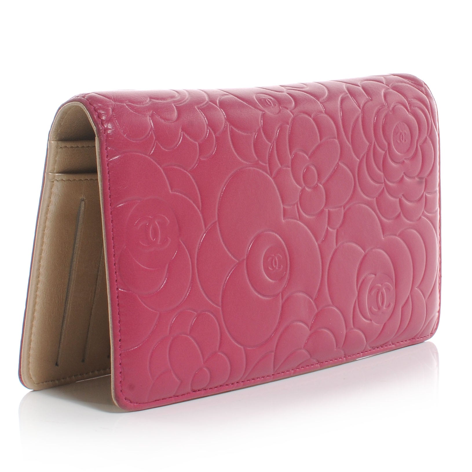 Chanel Leather Camellia Yen Wallet Fuchsia 3 of 8
