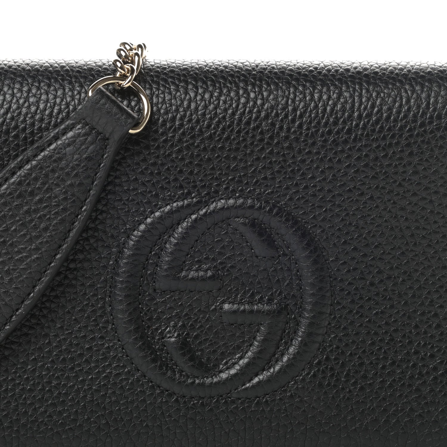 Gucci Pebbled Calfskin Soho Wallet on Chain Black 7 of 10