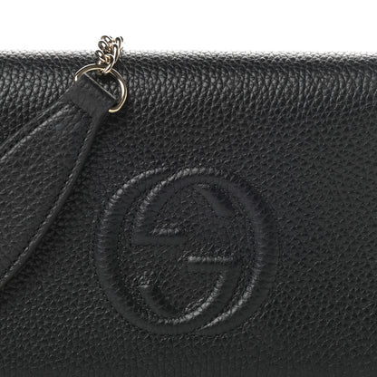 Gucci Pebbled Calfskin Soho Wallet on Chain Black 7 of 10
