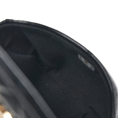 Chanel Lambskin Quilted Pearl Top Handle Clutch With Chain Black 5 of 13