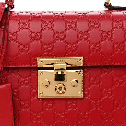Gucci Guccissima Signature Small Padlock Top Handle Bag Hibiscus Red 7 of 10