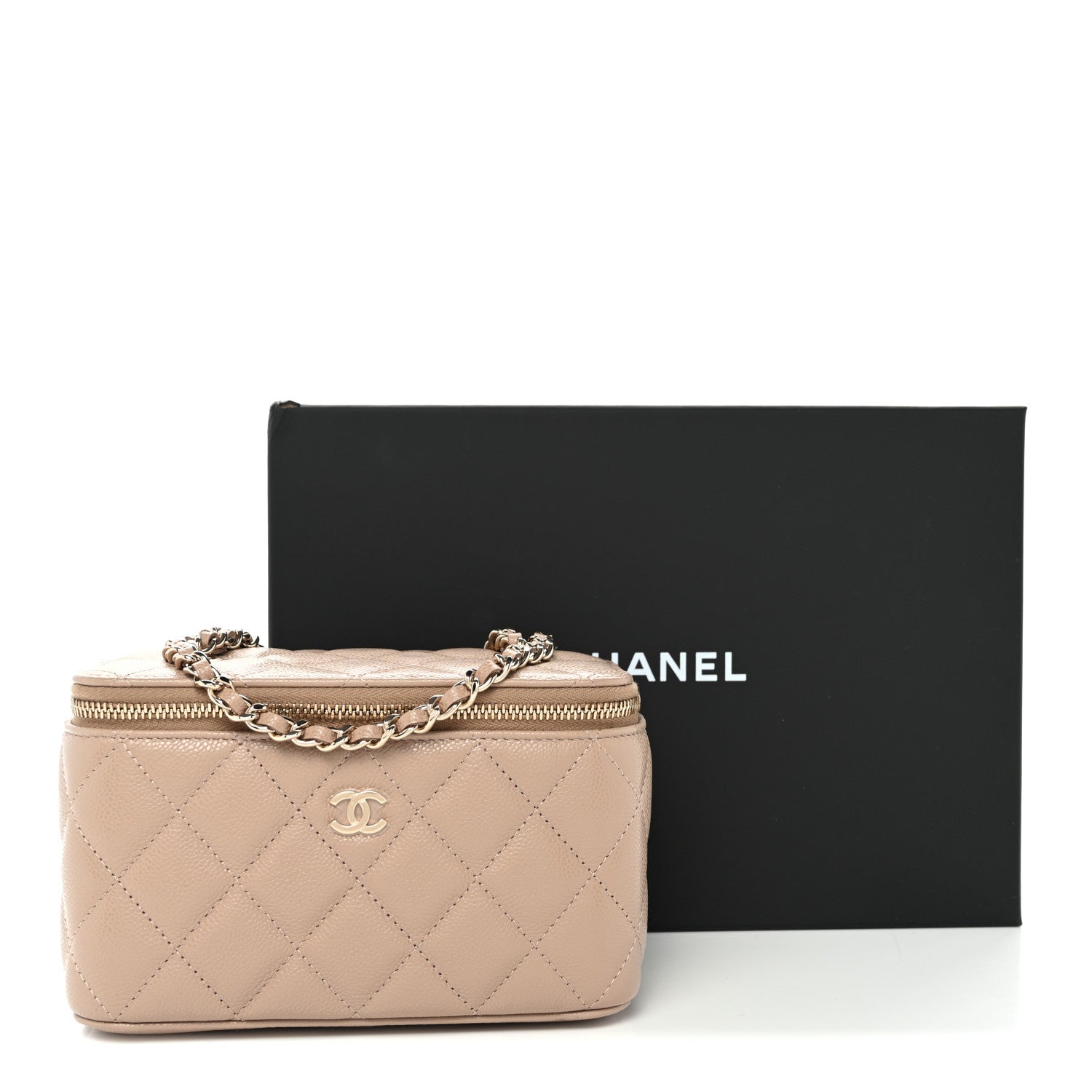 Chanel Caviar Quilted Small Vanity Case With Chain Dark Beige 11 of 11