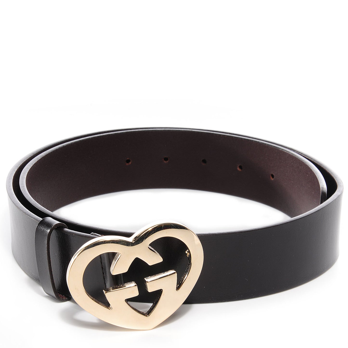 Leather Heart GG Lovely Belt 90 36 Cocoa