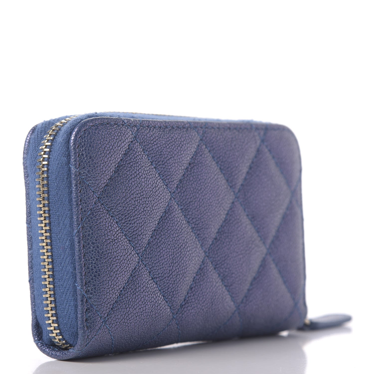 Chanel Iridescent Caviar Quilted Zip Coin Purse Dark Blue 3 of 9