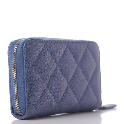 Chanel Iridescent Caviar Quilted Zip Coin Purse Dark Blue 3 of 9