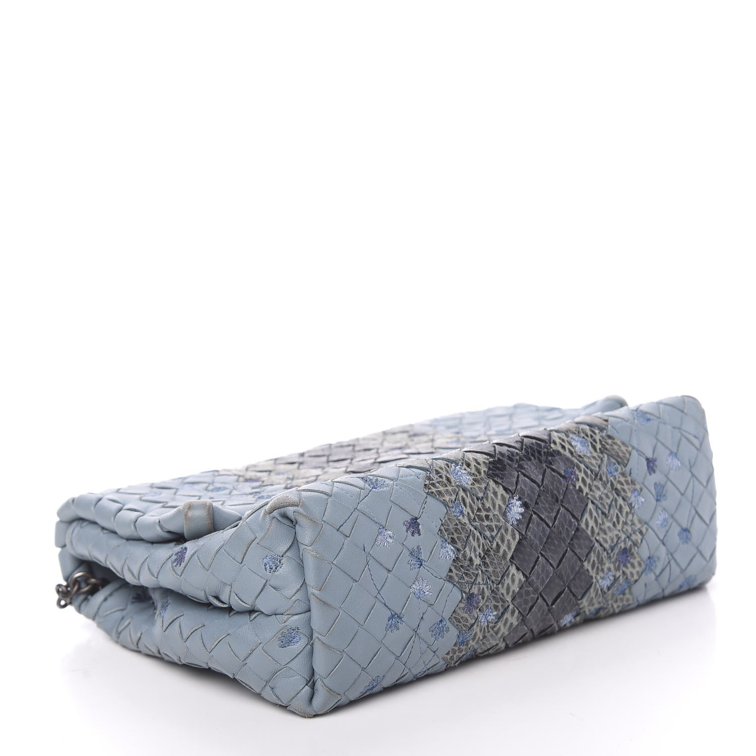 Bottega Veneta Nappa Ayers Embroidered Intrecciato Baby Olimpia Shoulder Bag Arctic 5 of 17