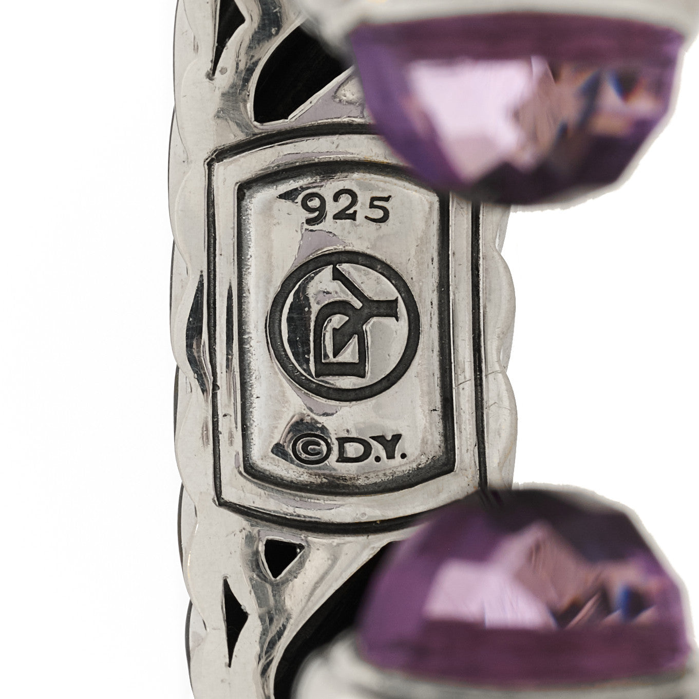 David Yurman Sterling Silver Amethyst 15mm Waverly Bracelet 3 of 3