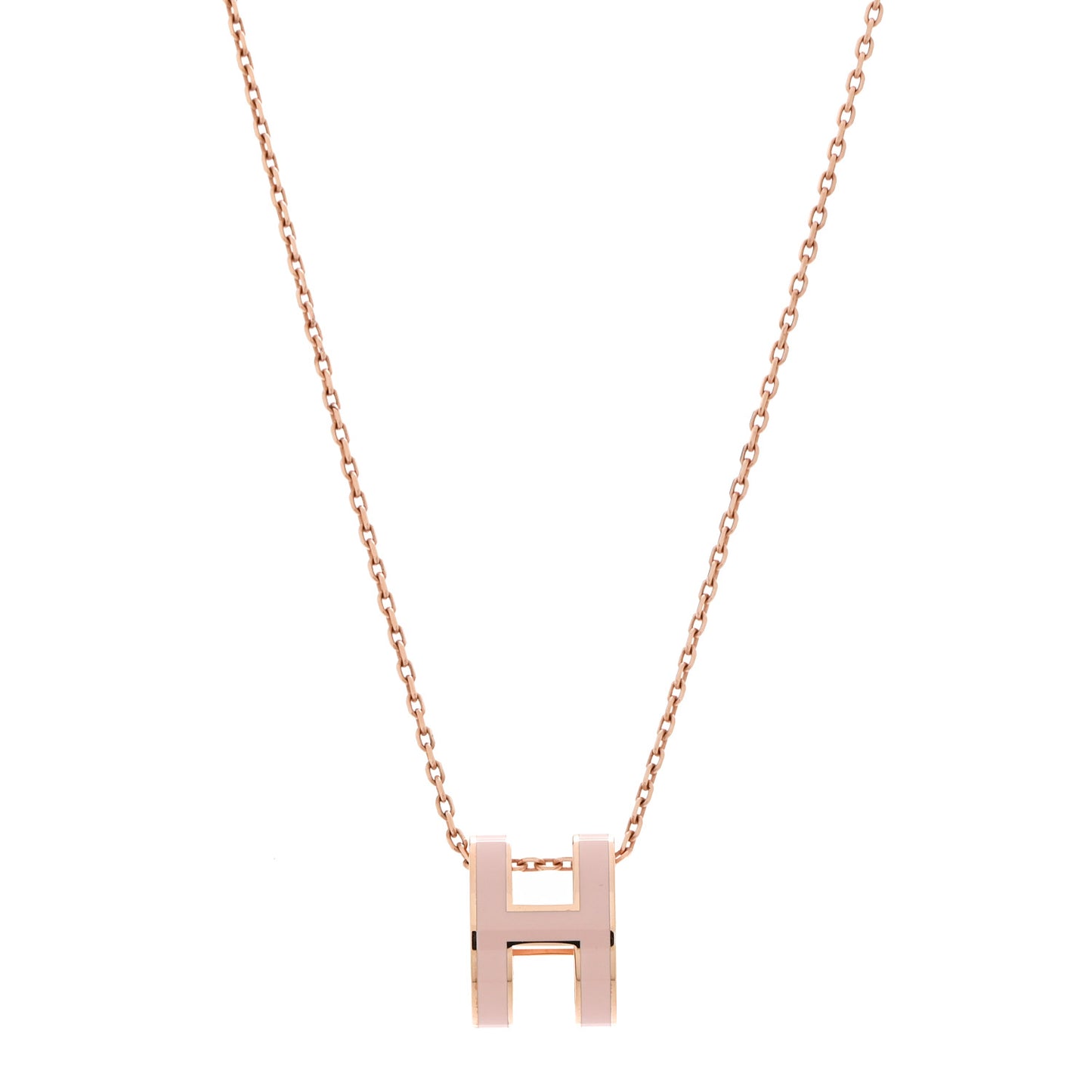Lacquered Rose Gold Pop H Pendant Necklace Rose Dragee
