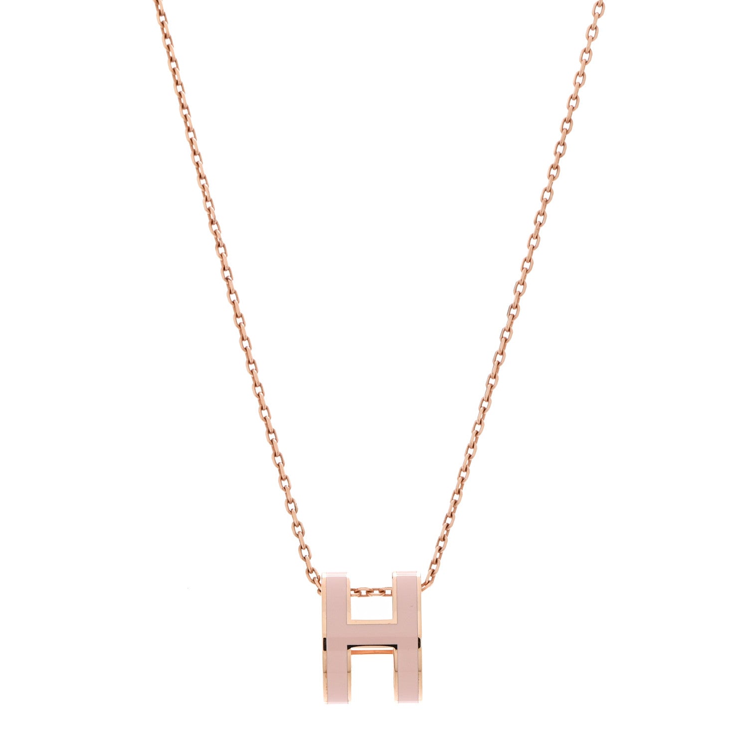 Hermes Lacquered Rose Gold Pop H Pendant Necklace Rose Dragee 4 of 7