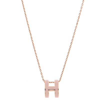Hermes Lacquered Rose Gold Pop H Pendant Necklace Rose Dragee 4 of 7