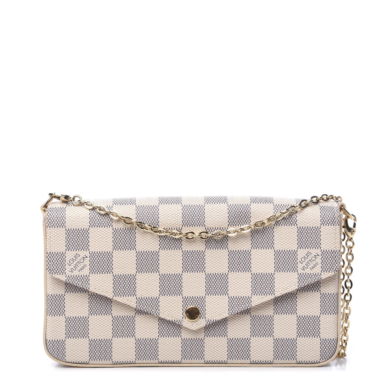 Louis Vuitton Damier Azur Pochette Felicie Chain Wallet Rose Ballerine 1 of 9