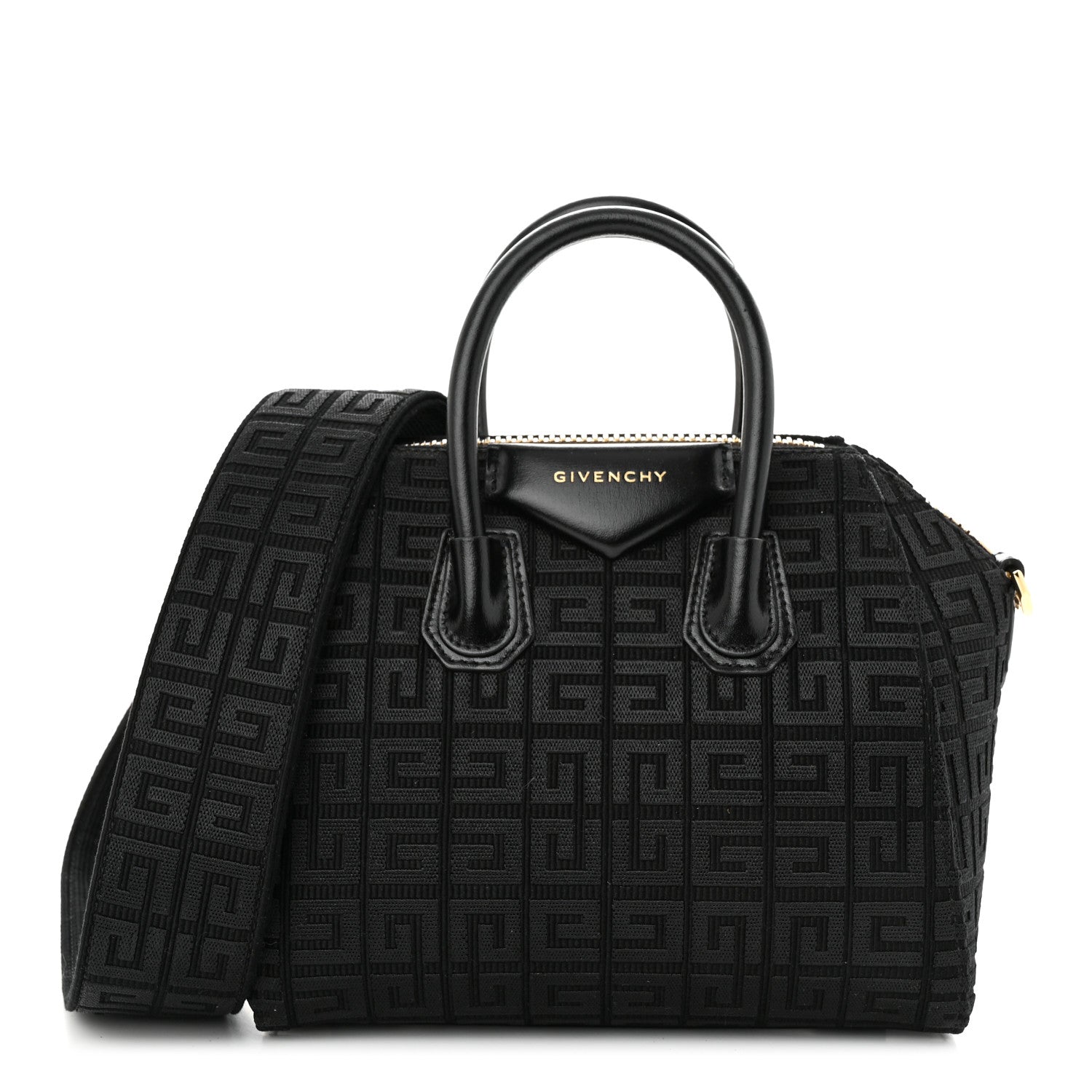 Givenchy Canvas Jacquard Embroidered Calfskin 4G Mini Antigona Black 1 of 9