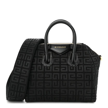 Givenchy Canvas Jacquard Embroidered Calfskin 4G Mini Antigona Black 1 of 9