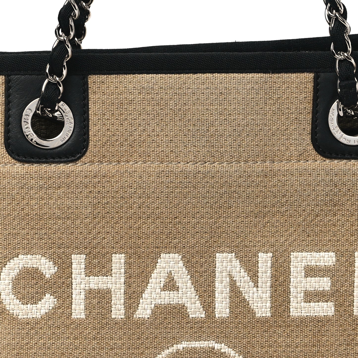 Canvas Small Deauville Tote Beige Black