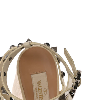 Valentino Garavani Calfskin Onyx Rockstud Rolling 90mm City Sandals 35 Ivory 11 of 13