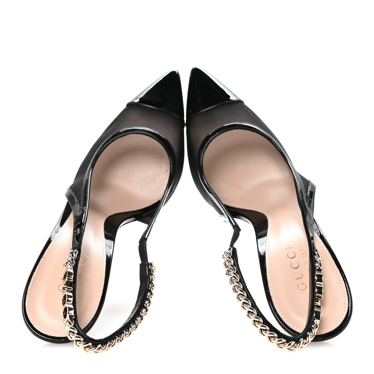 Gucci Tela Retino Patent Signoria Slingback Pumps 38 Black 2 of 8