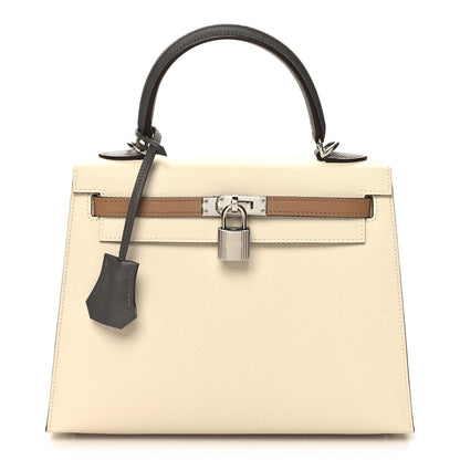 Hermes Epsom Tri-Color Kelly Sellier 25 Nata Chai Gris Meyer 1 of 9