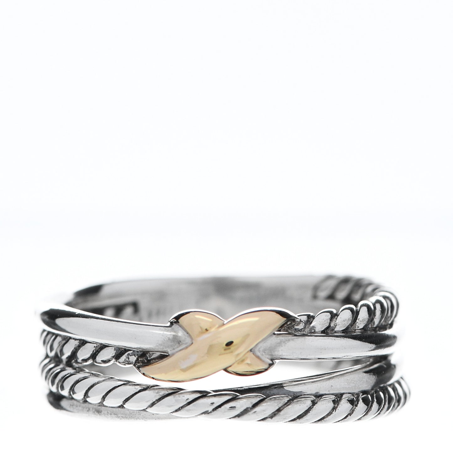 Sterling Silver 18K Yellow Gold 6mm X Crossover Ring 53 6.5