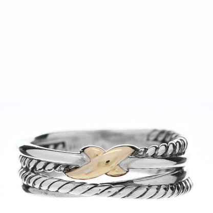 David Yurman Sterling Silver 18K Yellow Gold 6mm X Crossover Ring 53 6.5 1 of 5