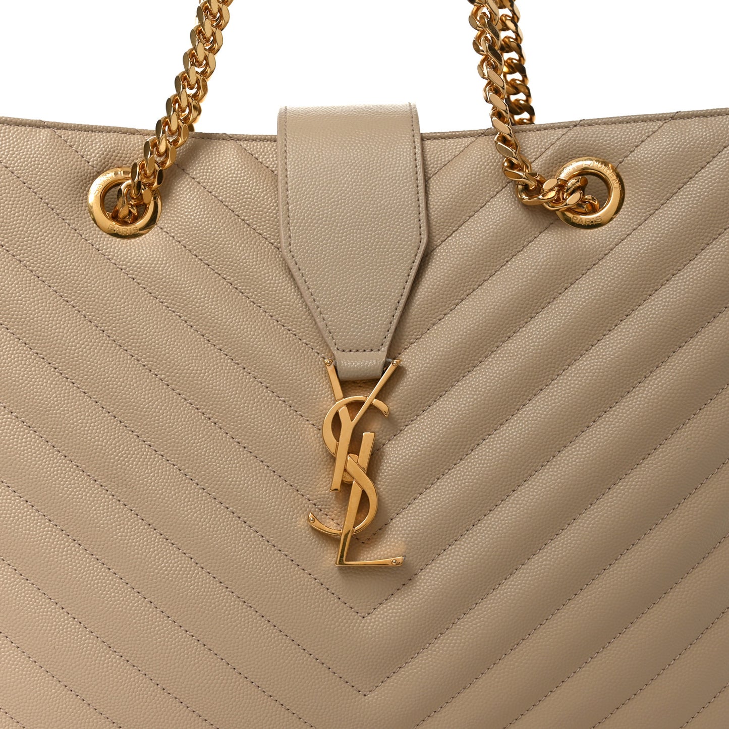 Grain De Poudre Matelasse Chevron Monogram Shopping Bag Nude Powder