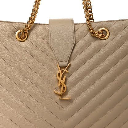 Saint Laurent Grain De Poudre Matelasse Chevron Monogram Shopping Bag Nude Powder 8 of 10