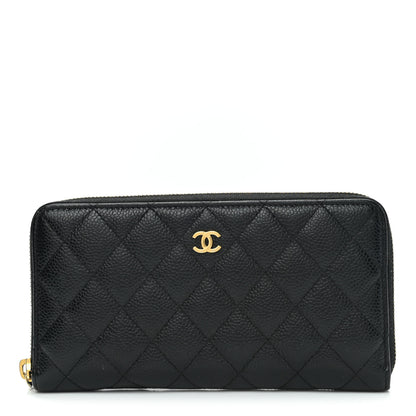 Chanel Caviar Quilted Large Gusset Zip Around Wallet Black 1 of 9