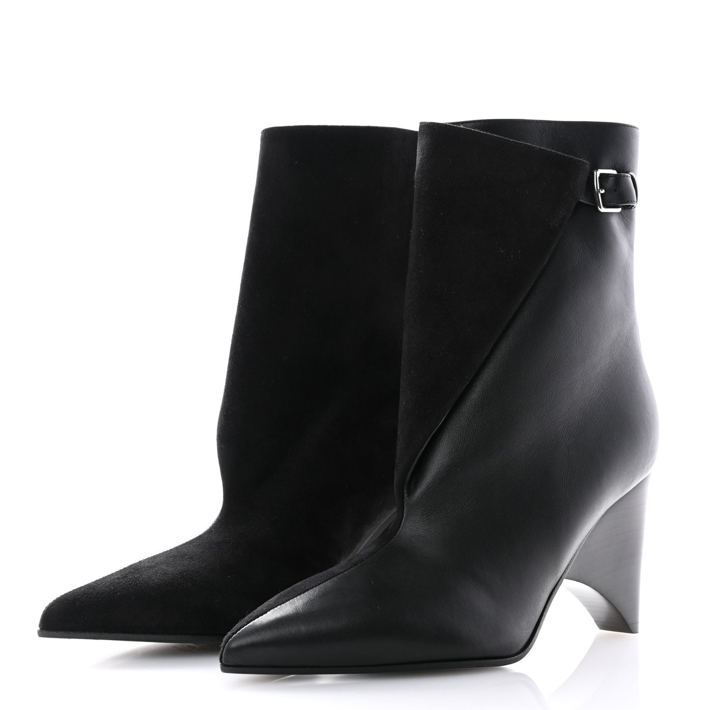 Suede Goatskin Calfskin Hanae 85 Ankle Boots 37 Black