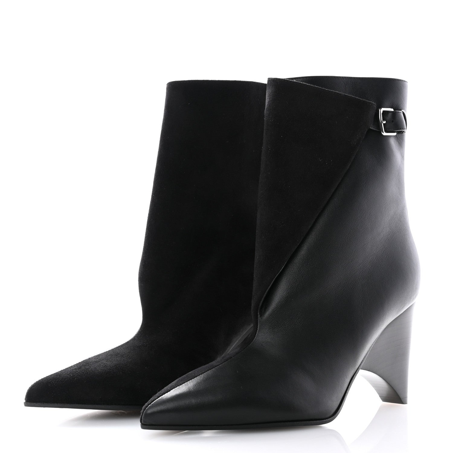 Hermes Suede Goatskin Calfskin Hanae 85 Ankle Boots 37 Black 3 of 8