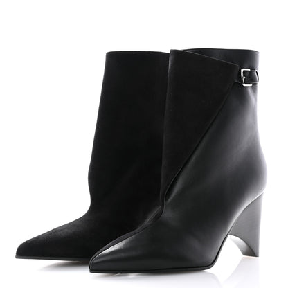 Hermes Suede Goatskin Calfskin Hanae 85 Ankle Boots 37 Black 3 of 8