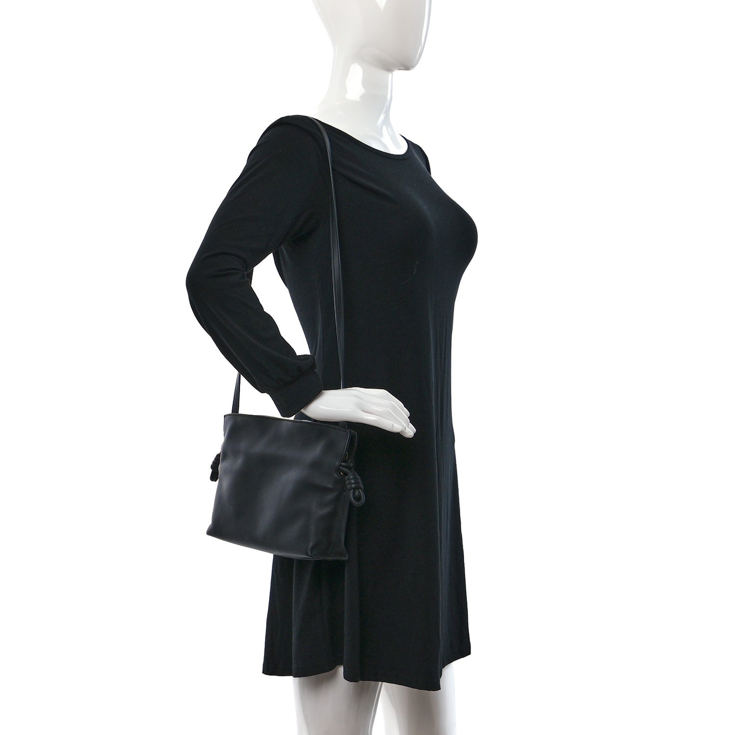 Calfskin Mini Flamenco Knot Clutch Black