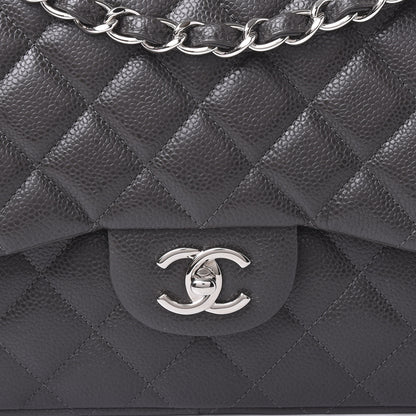 Chanel Caviar Quilted Jumbo Double Flap Dark Grey 9 of 10