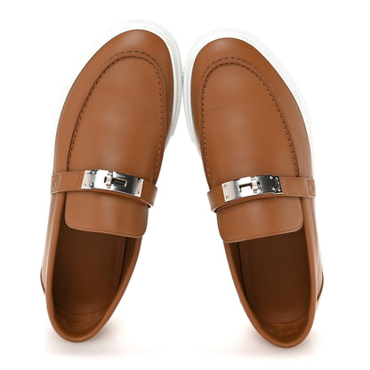 Hermes Epsom Calfskin Mens Game Slip On Fringe Sneakers 42.5 Naturel 2 of 9