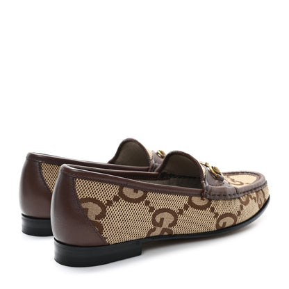 Gucci Monogram Jumbo GG Malaga Kid Horsebit Womens Jordaan Loafers 36.5 Beige Ebony New Acero 5 of 9
