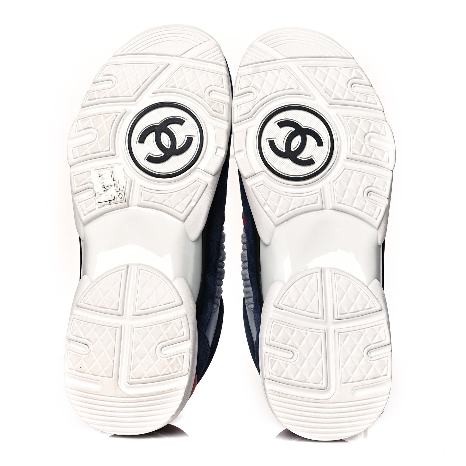 Chanel Suede Calfskin Womens CC Sneakers 37 Grey Red Blue 5 of 9