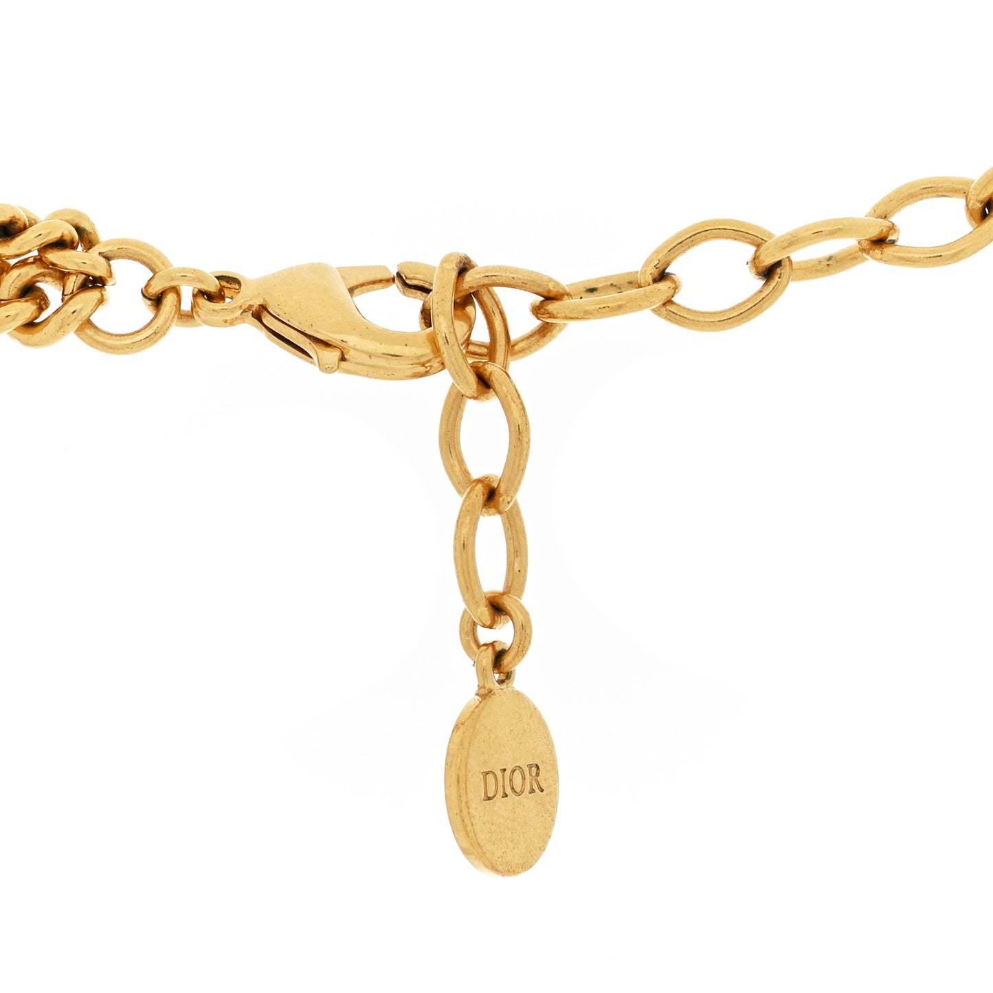 Metal Crystal Pearl CD Necklace Gold