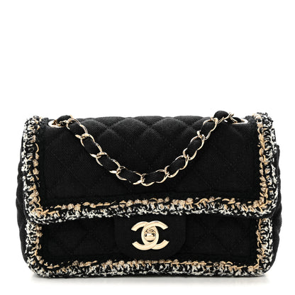 Chanel Denim Braided Mini Rectangular Flap Bag Black Gold 1 of 11