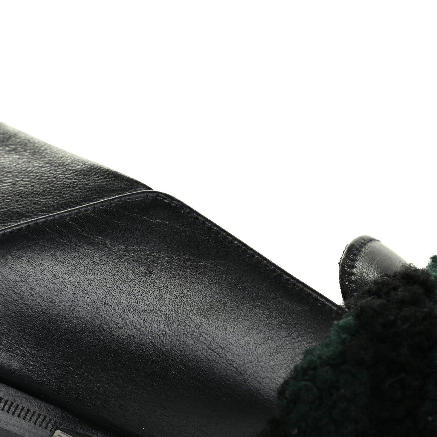 Vitello Shearling Mink Slip On Loafers 38 Black
