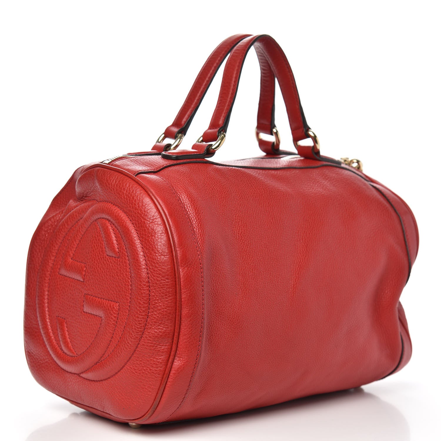 Gucci Pebbled Calfskin Medium Soho Boston Red 3 of 15