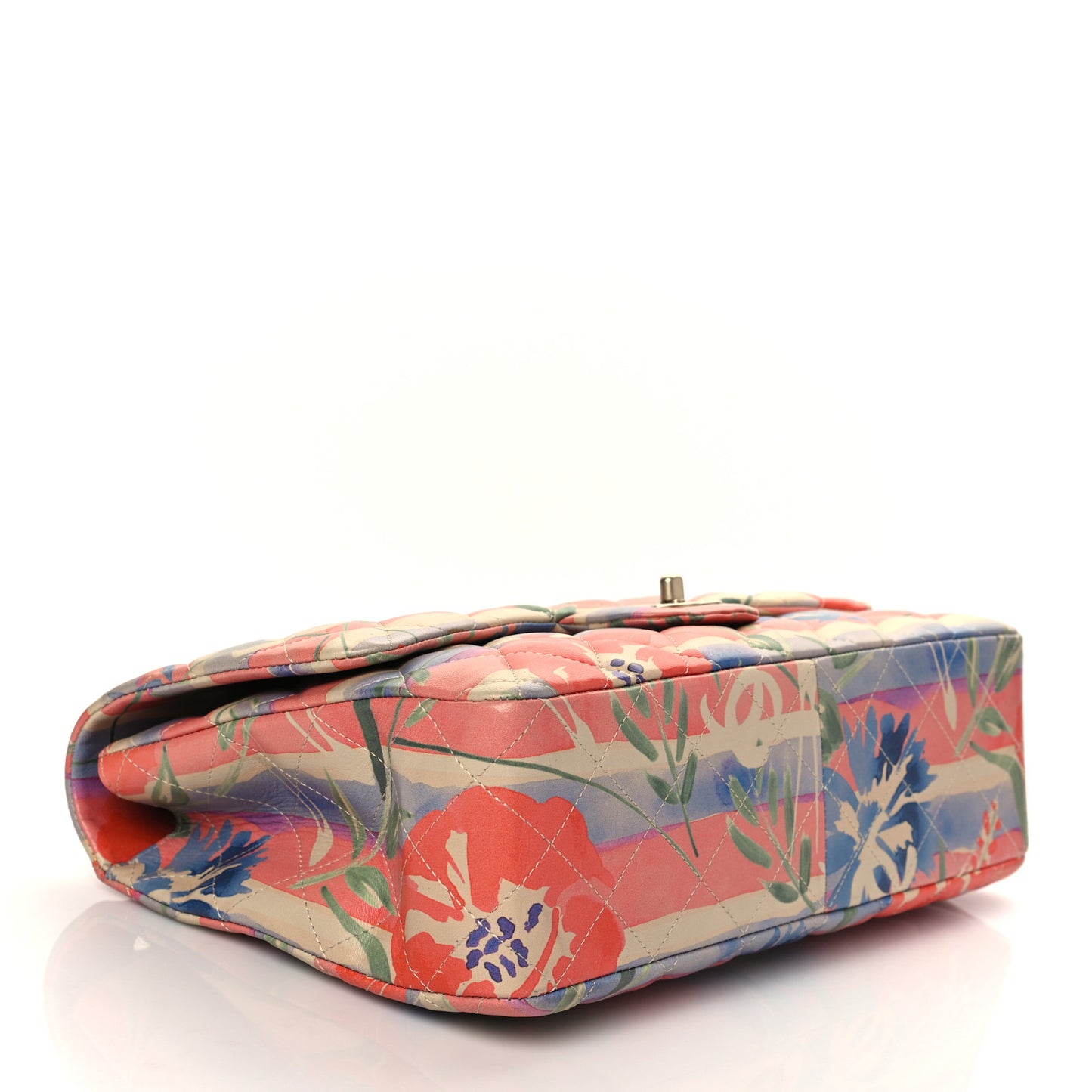 Lambskin Quilted Floral Jumbo Single Flap Multicolor
