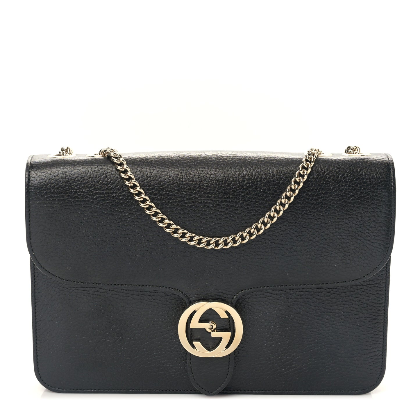 Dollar Calfskin Interlocking G Shoulder Bag Black