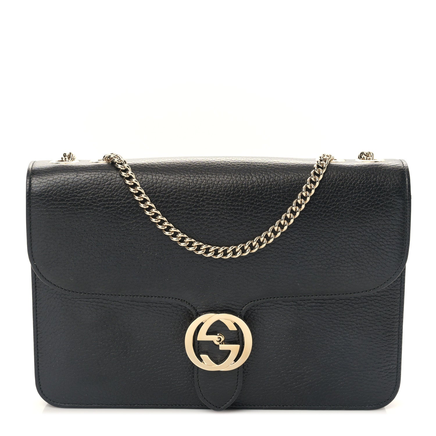 Gucci Dollar Calfskin Interlocking G Shoulder Bag Black 1 of 9