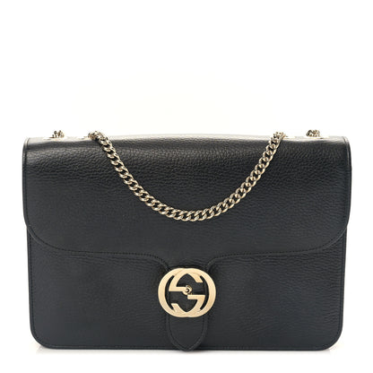 Gucci Dollar Calfskin Interlocking G Shoulder Bag Black 1 of 9