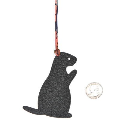 Hermes Epsom Togo Petit H Groundhog Bag Charm GM BRose Confetti 2 of 8
