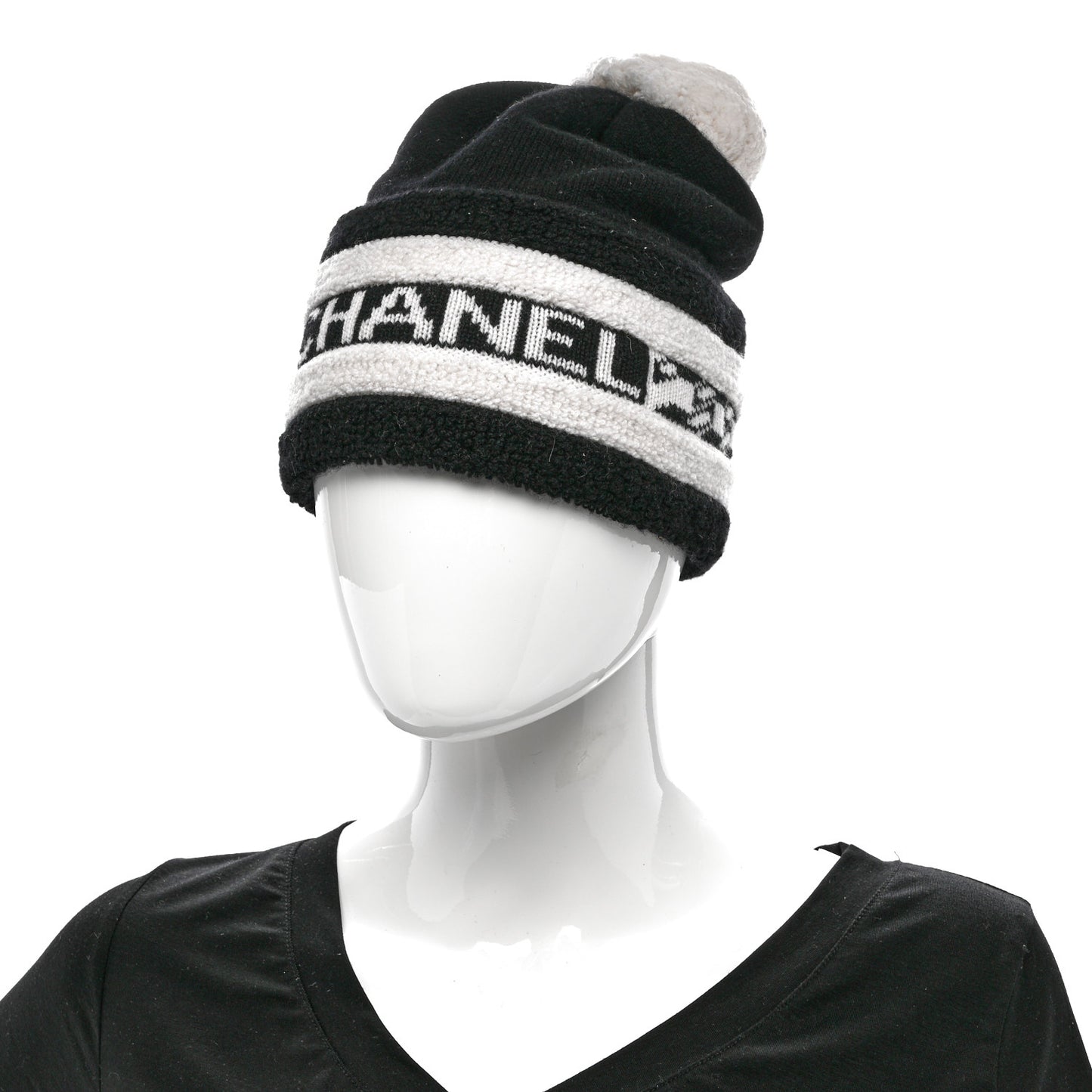 Cashmere CC Beanie Hat Ecru Black
