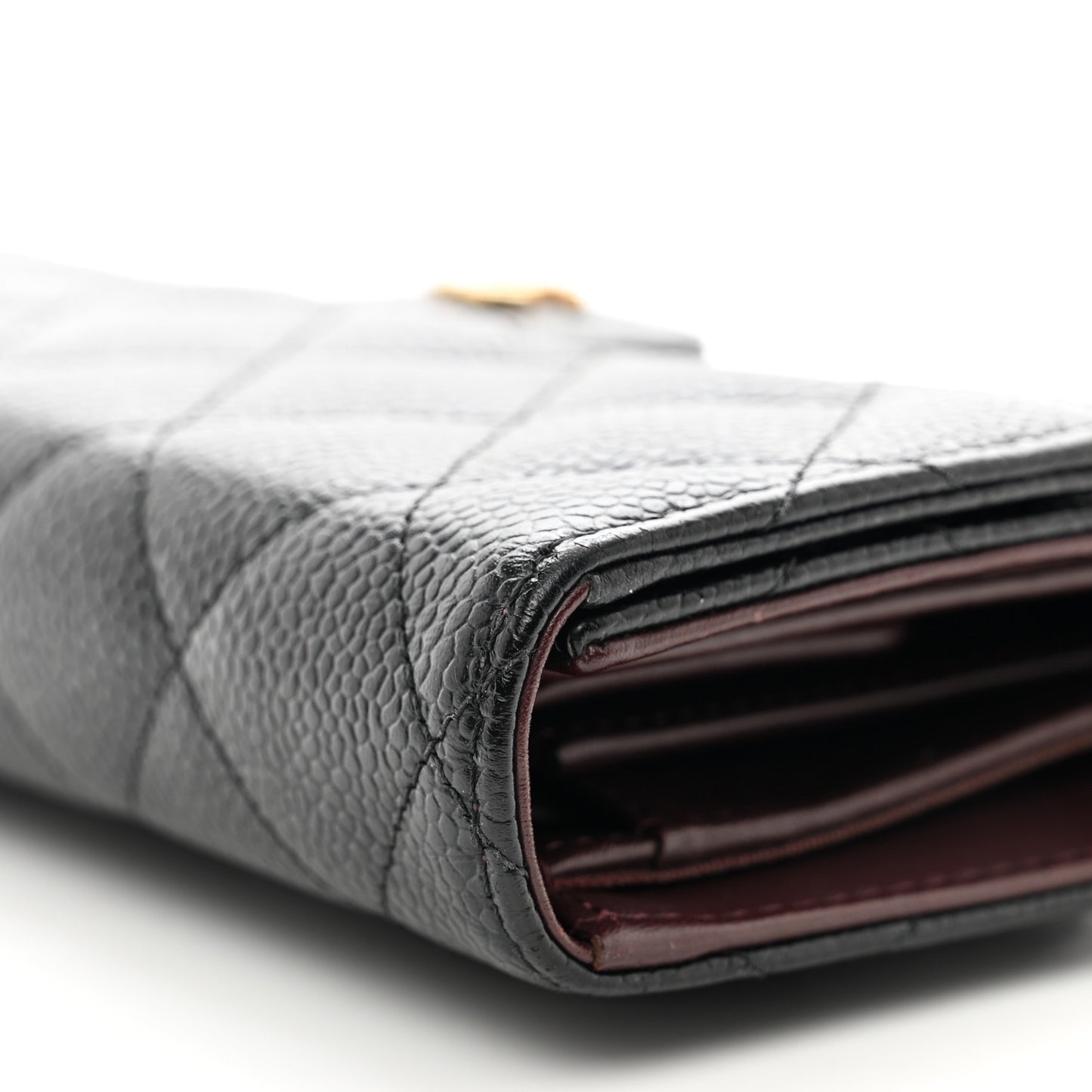 Caviar Quilted Large Flap Wallet Black