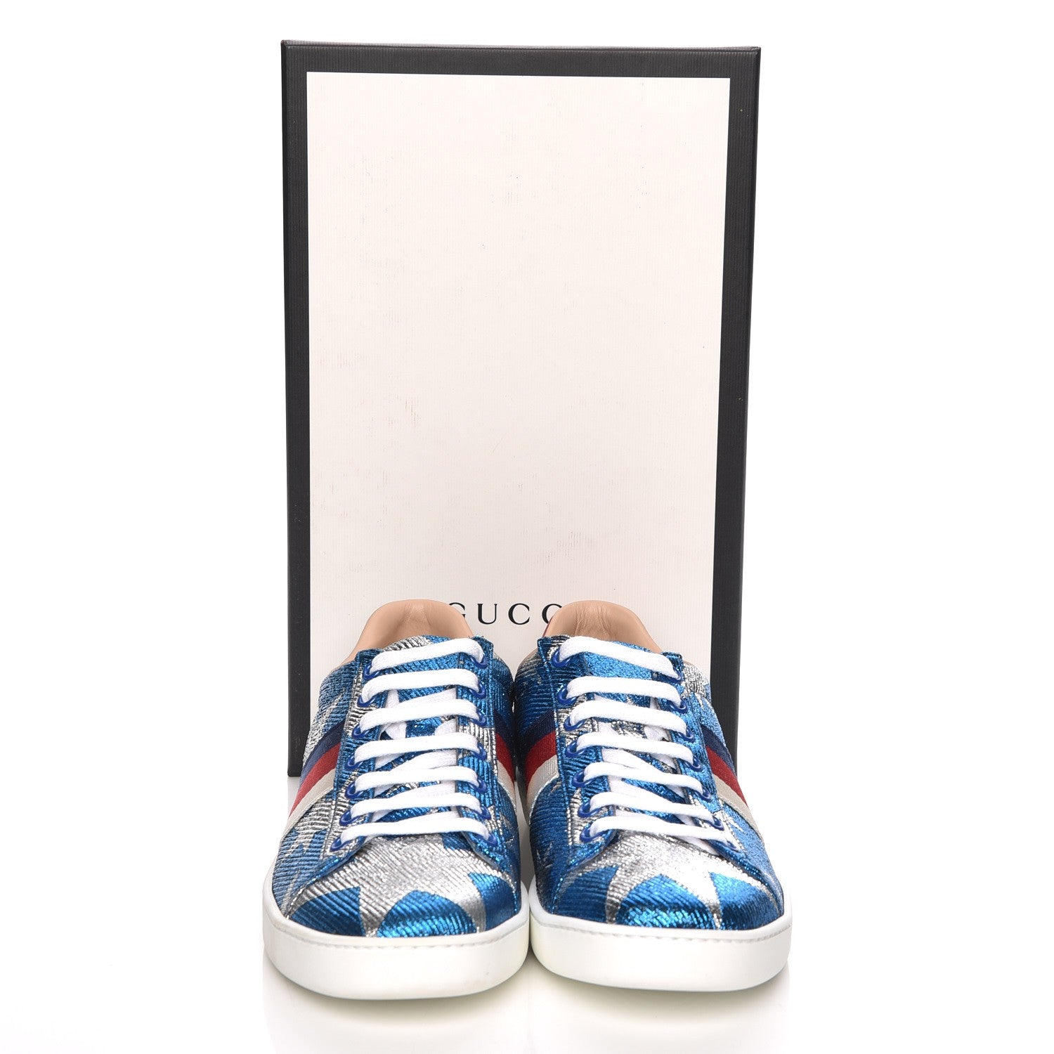 Gucci Lurex Starry Sky Sylvie Web New Ace Sneakers 37.5 Bluette Silver 7 of 7