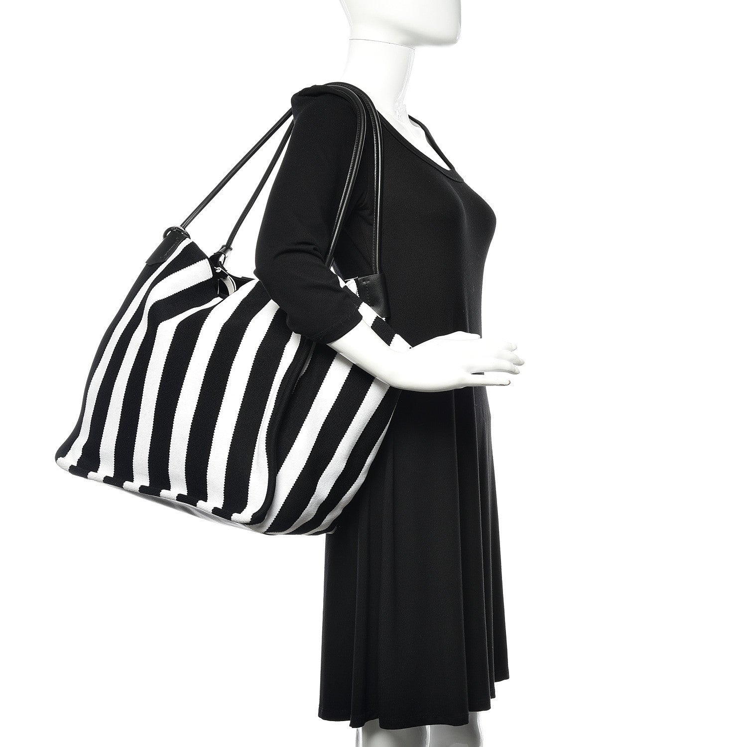 Proenza Schouler Knit Stripes Extra Large Tote Black Ecru 2 of 12