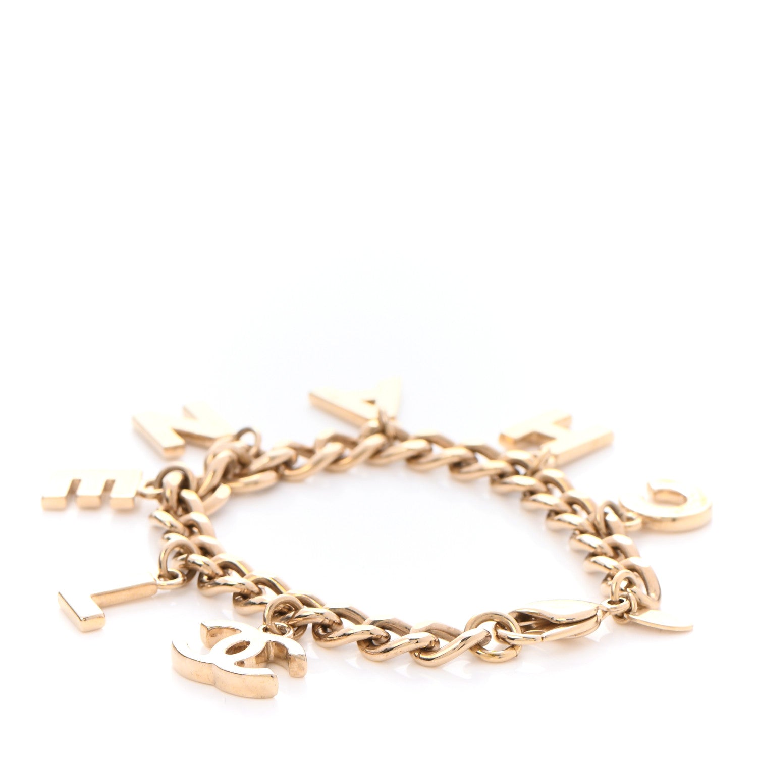Chanel CC Logo Charms Bracelet Gold 2 of 4
