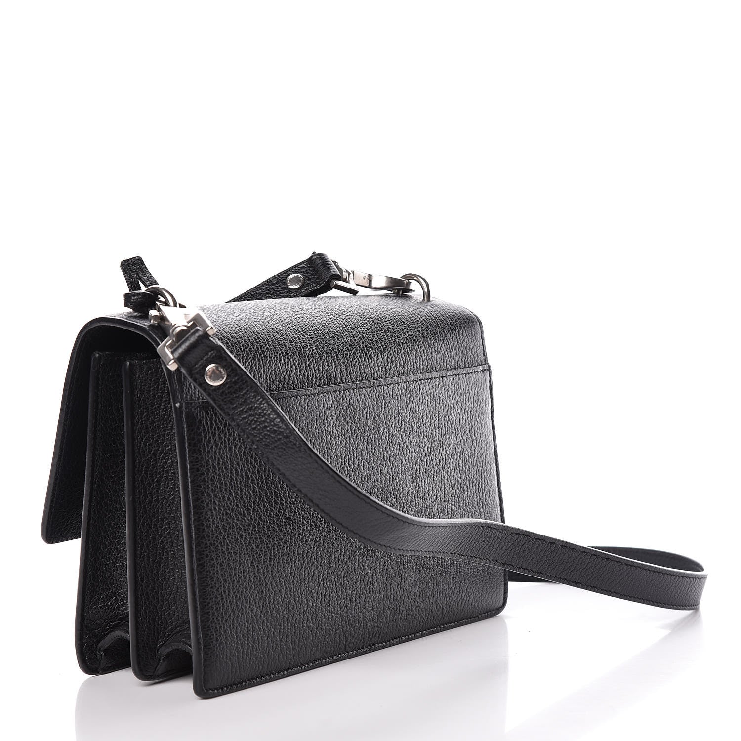 Saint Laurent Grained Calfskin Medium Monogram Sunset Satchel Black 3 of 11