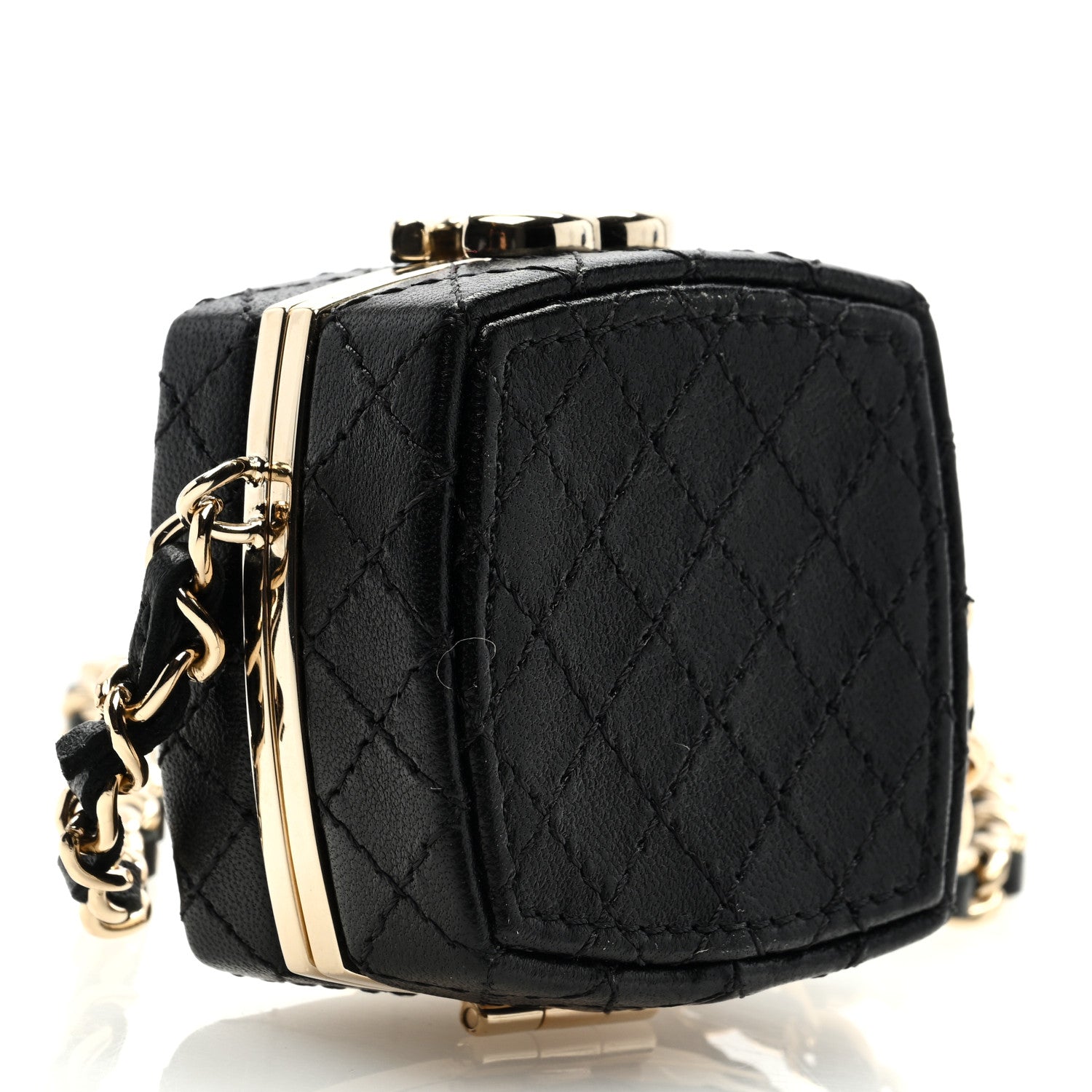 Chanel Lambskin Quilted Small Beauty Box Clutch With Chain Black 4 of 8